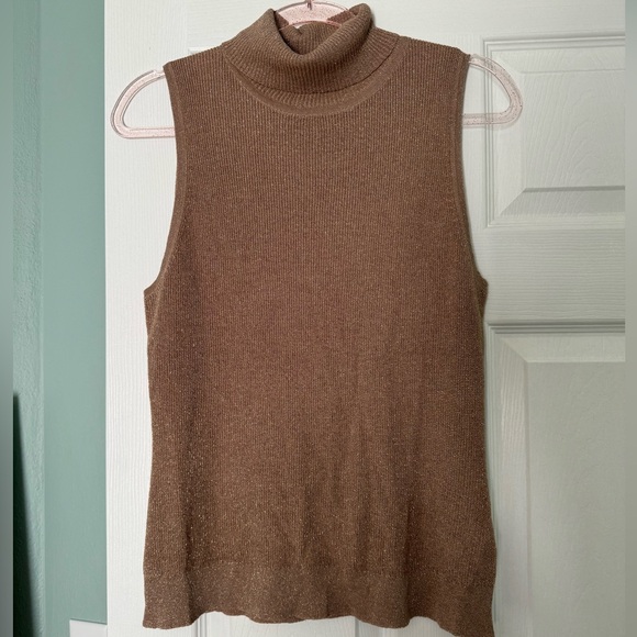 L’agence Metallic Gold Sleeveless Turtleneck Top - Picture 7 of 7